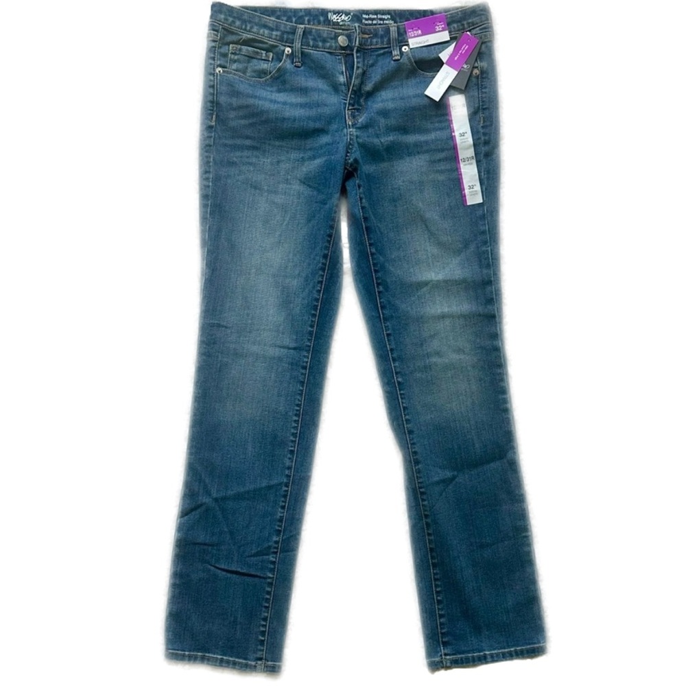 Mid Rise Straight Jeans